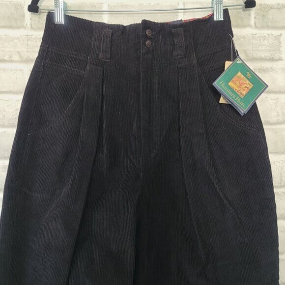 Vtg Hunters Run High Waisted Black Corduroy Pants NOS Tapered Pleated 12 Preppy - Picture 4 of 10
